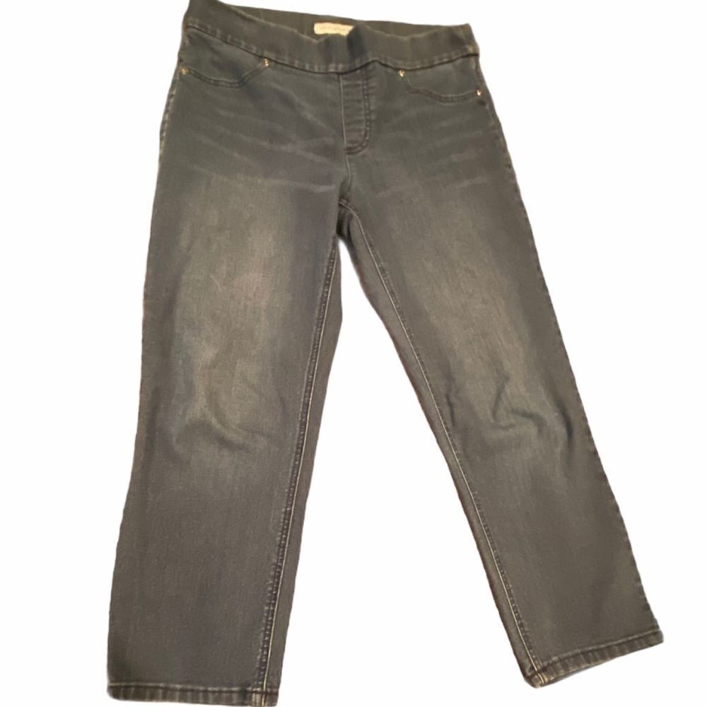 Chico’s Platinum Denim Elastic Waist Capris Sz 6